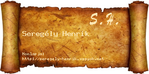Seregély Henrik névjegykártya